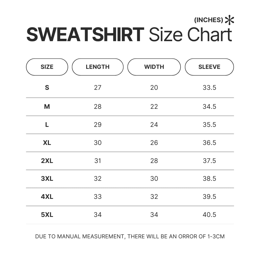 Sweatshirt Size Chart - Spy × Family Merch