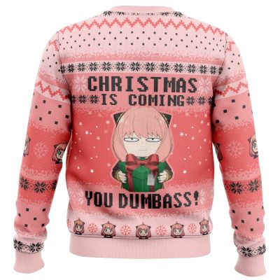 Christmas Is Coming You Dumbass Spy X Family Ugly Christmas Sweater BACK mockup - Spy × Family Merch